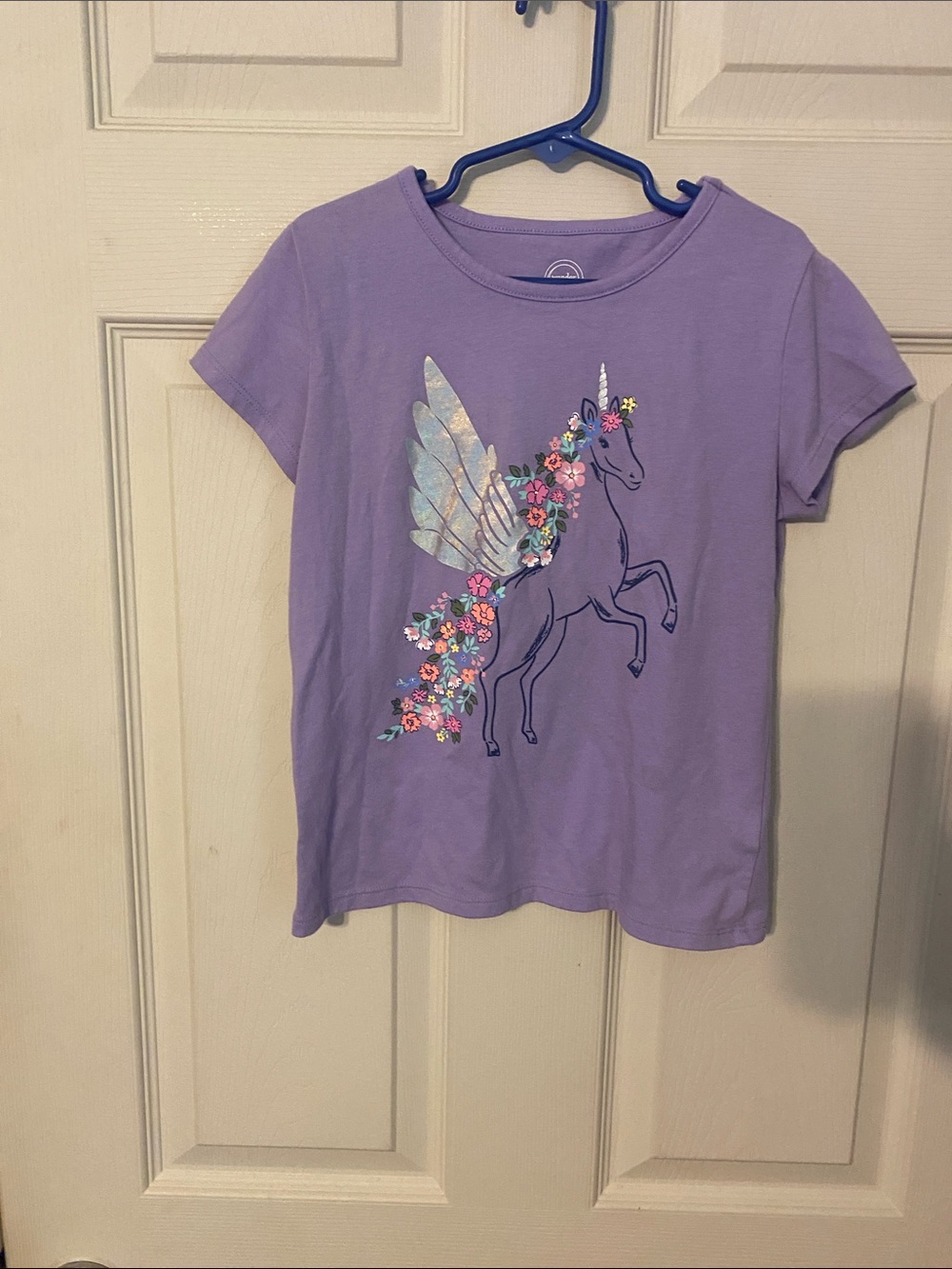 wonder nation Lavender Unicorn Tee with Floral & Iridescent Wings